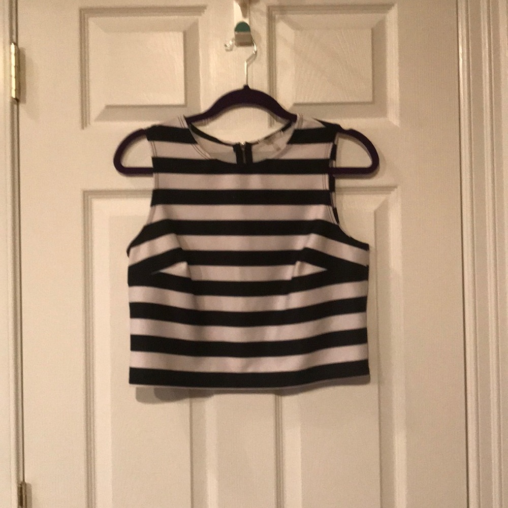 Black and white crop top.